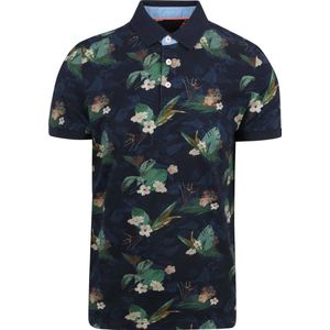 NZA - Donkerblauw polo met bloemen - Traditional Navy