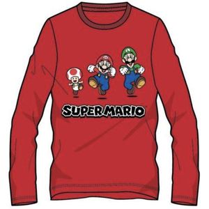 Super Mario t-shirt - rood - Maat 128 / 8 jaar