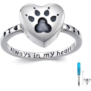Luxe Asring – 925 Zilver - Handgemaakte Urn Ring / Crematie Ring – Urn - Gedenksieraad voor As van Overledene of Dierbare – Rouwsieraad / Memorial Ring - Voor As van honden - 17.25 mm