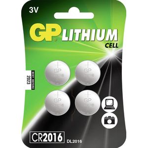 GP Lithium CR2016 knoopcelbatterijen - 4 stuks