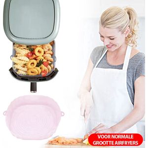 Siliconen Airfryer Bakpapier Medium (18cm) – Roze – Airfryer Bakje – Accessoires Voor Airfryer – Bakmat – Mandje