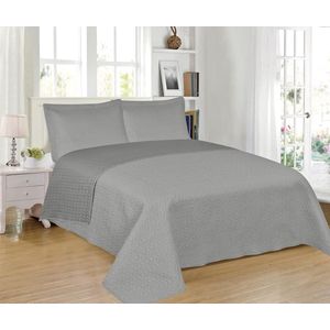 Beddensprei 100% Microvezel 180x260cm Extra Zacht met 1 Kussenslopen, Sprei, Lente- en Zomerdekbed, Bedsprei - Grijs