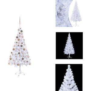 vidaXL Kunstkerstboom - 180 cm - 620 takken - Met 150 LEDs - Wit - Met USB-aansluiting - Decoratieve kerstboom