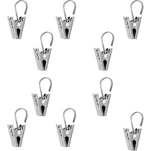 Lmyzcbzl Gordijnclips, 10 Stuks Roestvrijstalen Cliphaken, Gordijnhaken, Kleine Metalen Gordijnklemmen, Roestvrijstalen Klemmen, Voor Raamdecoratie, Foto's Enz