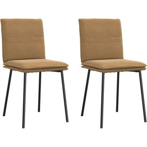 vidaXL Eetkamerstoelen - Fluweel - Set van 2 - Bruin Eetzit - Eetkamerstoel - Velours - Bruine Fauteuil - Designstoel