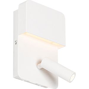 QAZQA robin - Moderne LED Wandlamp voor binnen - 1 lichts - D 135 mm - Wit - Woonkamers-sSlaapkamers-sKeuken
