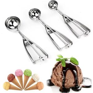 Ijsschep RVS Ø5 cm - 5 x 22 x 6 cm - keukenbenodigheden - portioneerlepel - ijsboltang - oliebollenlepel - ijsschepper - scooper - ijsjes scheppen - ijslepel - RVS - IXEN