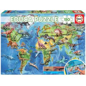 Educa - puzzel 150 stuks - Wereldkaart dinosaurus