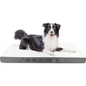 Orthopedische Hondenbed voor Middelgrote Honden - Hondenkussen Fluffy met Ei-vormig Hondenmatras, 90x60x7.5cm Hondenmat met Afneembare, Wasbare Hoes en Antislip Bodem, Wit