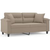vidaXL - Tweezitsbank - met - kussens - 140 - cm - microvezelstof - taupe