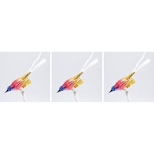 Set van 3 glazen vogels - vogel met clip - kerst