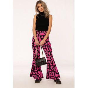 Floritzi - Broek - Flared - Roze - Zwart - Eyecatcher pantalon - Panter - Maat L