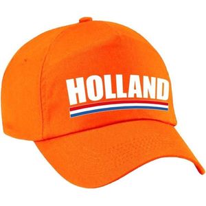4x stuks holland supporters pet oranje voor jongens en meisjes - kinderpetten - Nederland landen cap - supporter accessoire