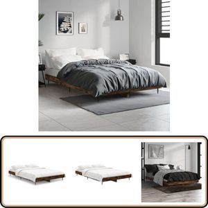 vidaXL Bedframe - Hout - Gerookt Eiken - 120x190 cm Bed Frame - Houten Bed Frame - Bruine Bed Frame - Tweepersoons Bed Frame - King Size Bed Frame