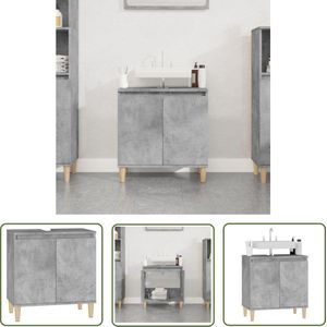 The Living Store Wastafelkast 58x33x60 cm bewerkt hout betongrijs - Badkamerkast - Badkamerspiegel - Opbergruimte - Wastafelkast - Beton Grijs