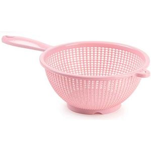 Plasticforte Keuken vergiet/zeef met handvat - kunststof - Dia 22 cm x Hoogte 10 cm - roze