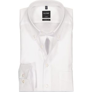 OLYMP Luxor modern fit overhemd - wit met button-down kraag - Strijkvrij - Boordmaat: 37