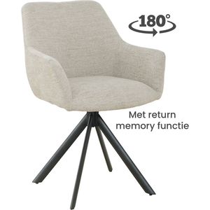 SALE! 1x Eetkamerstoel - Stoelen - Isco - Draaibaar - Boucle - Stof - Grijs - Zwart stalen poot