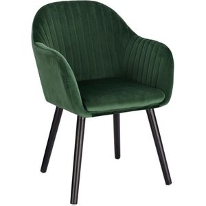 Kamyra® Gestoffeerde Eetkamerstoel Velvet - Eetkamerstoelen, Stoel, Kuipstoel, Loungestoel - 50x42x81 cm - Groen