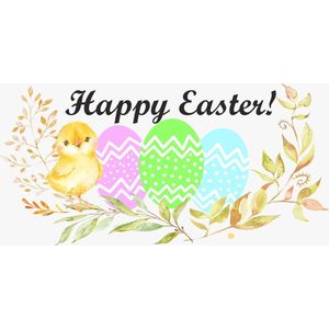 Raamsticker Happy Easter groot - Paaseieren en kuiken - herbruikbare sticker - statisch folie - Easter - lente - happy Easter - Vrolijk Pasen