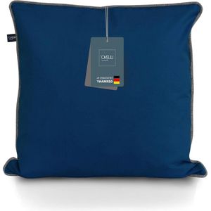 Kussensloop 60x60 cm - Donkerblauw Grijs - Superzacht - Ritssluiting - Binnen Buiten - Capri kussenhoes 60x60