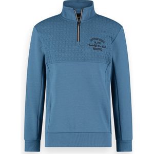 Twinlife Heren Sweater met Rits Gebreid- Trui - Comfortabel - Herfst en Winter - Blauw - M