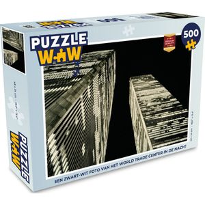Puzzel Een zwart-wit foto van het World trade center in de nacht - Legpuzzel - Puzzel 500 stukjes