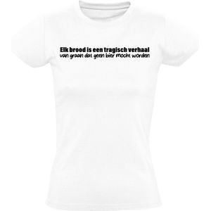 Tragisch brood Dames T-shirt - lachen - brood - graan - bier - humor - grappig