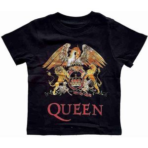 Queen - Classic Crest Kinder T-shirt - 12 maanden - Zwart