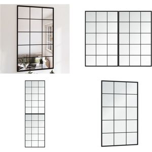 vidaXL-Wandspiegels-2-st-100x60-cm-metaal-zwart - Wandspiegel - Wandspiegels - Spiegel - Make-upspiegel