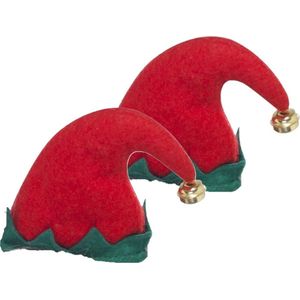 Verkleed haarband Mini elfenmuts - 2x - diadeem - vilt - kerst accessoires