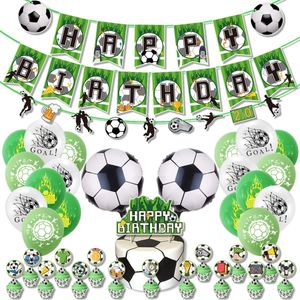 Voetbal Verjaardag Trek Vlag Baby Verjaardagstaart Ballon Kaartenset