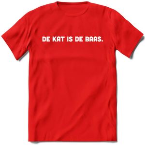 Kattenbaas - Katten T-Shirt Kleding Cadeau | Dames - Heren - Unisex | Kat / Dieren shirt | Grappig Verjaardag kado | Tshirt Met Print | - Rood - XL