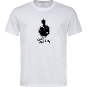 Wit T shirt met  "" Have a Nice Day "" print Zwart size XXXL