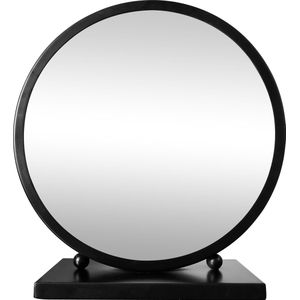 LW Collection Tafel moderne spiegel zwart 30x32 cm metaal - tafelspiegel - industrieel - woonkamer gang - badkamerspiegel - make up spiegel