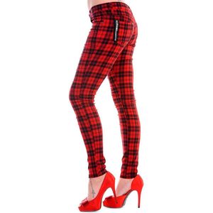 Banned - CHECK Skinny fit broek - XS - Rood