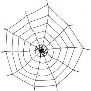Elastisch decoratie spinnenweb met spin 150 cm - Halloween versiering