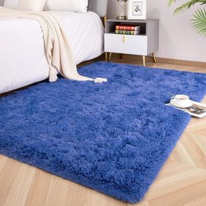 Super zacht pluizig ROHATIM tapijt - Hoogpolig - Woonkamer en slaapkamer - Blauw - 160 x 230 cm vloerkleed