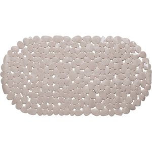 Taupe anti-slip badmat 68 x 35 cm ovaal - Badkuip mat - Schimmelbestendig - Anti-slip grip mat voor douche/bad
