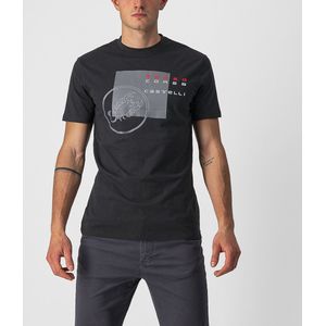 Castelli Casual T-Shirt Heren Zwart Grijs - MAURIZIO TEE BLACK DARK GRAY-2XL