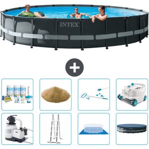 Intex Rond Ultra XTR Frame Zwembad - 610 x 122 cm - Inclusief Pomp - Ladder - Grondzeil - Afdekzeil Onderhoudspakket - Filterzand - Schoonmaakset - Stofzuiger