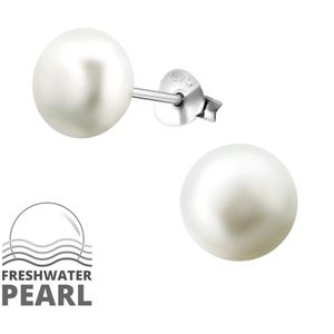 Montebello Oorbellen Pearl 8 - 925 Zilver E-Coating - Parel - ∅8mm