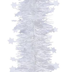 Feestslinger sterren winter wit 10 x 270 cm - Guirlande folie lametta - Slinger versieringen