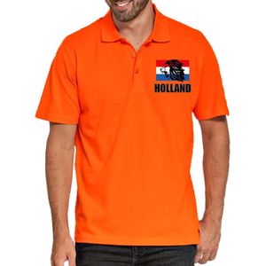 Grote maten Holland supporter poloshirt leeuw met Nederlandse vlag op borst EK/ WK voor heren XXXXL