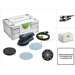 Festool ETS EC 150/5 EQ-Plus excenterschuurmachine 400 W 150 mm borstelloos + 250x schuurschijf + 2x steunschijf + steunschijf + systainer