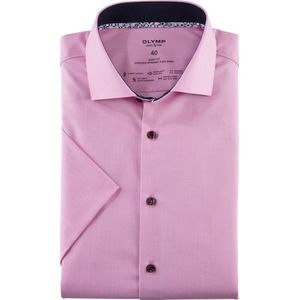 OLYMP 24/7 Level 5 body fit overhemd - korte mouw - Dynamic Flex - pink - Strijkvriendelijk - Boordmaat: 38