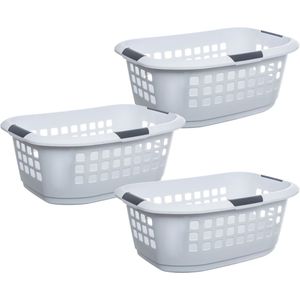 5Five Wasmand extra groot - 3x - wit - kunststof - 51 liter - 67 x 47 x 27 cm - ruime wasmanden