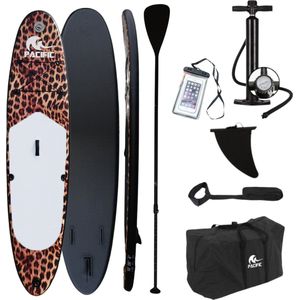 Pacific Special Edition Sup Board - Panterprint wit - Extra Stevig - 305 cm - 7 Delig - Tot 100 kg - Opblaasbaar