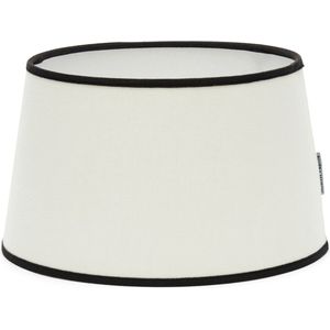 Riviera Maison Lampenkap rond schuin met zwarte rand - RM Linen Lampshade - Wit - Linnen(HxØ) 17x30 cm