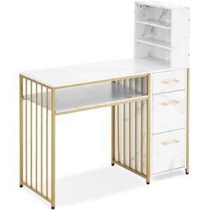 Modern Bureau met 3 Lades en Plank - Computertafel zonder Spiegel voor Woonkamer
